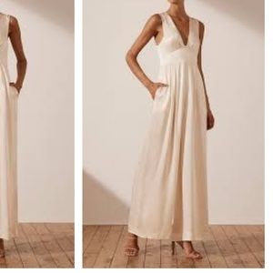 Shona Joy Cream Plunge Jumpsuit in Cream